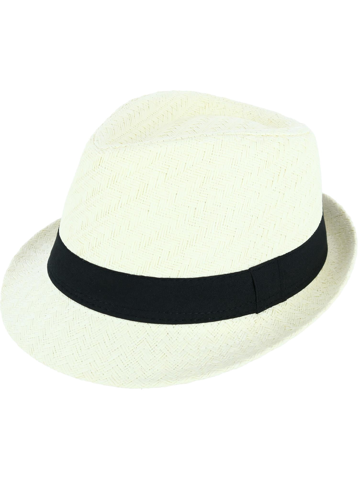 Westend Straw Fedora Hat with Black 