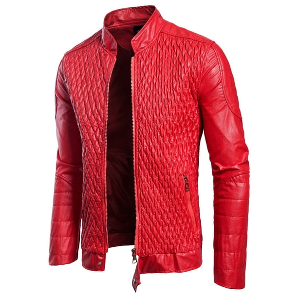 Chaqueta de piel y forro polar para hombre, chaqueta de moto, chaqueta de piel cálida Pompotops oipoqjl13706