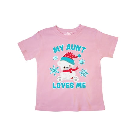 

Inktastic Polar Bear My Aunt Loves Me in Santa Hat with Snowflakes Gift Toddler Boy or Toddler Girl T-Shirt