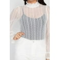 thumbnail image 4 of Ruffle Mock Neck Lace Top S, 4 of 35
