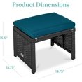 thumbnail image 2 of LINJH Set of 2 Wicker Ottomans, Multipurpose Outdoor Furniture for Patio, Backyard, Additional Seating, Footrest, Side Table w/Removable Cushions, Steel Frame - Peacock Blue/Black, 2 of 8