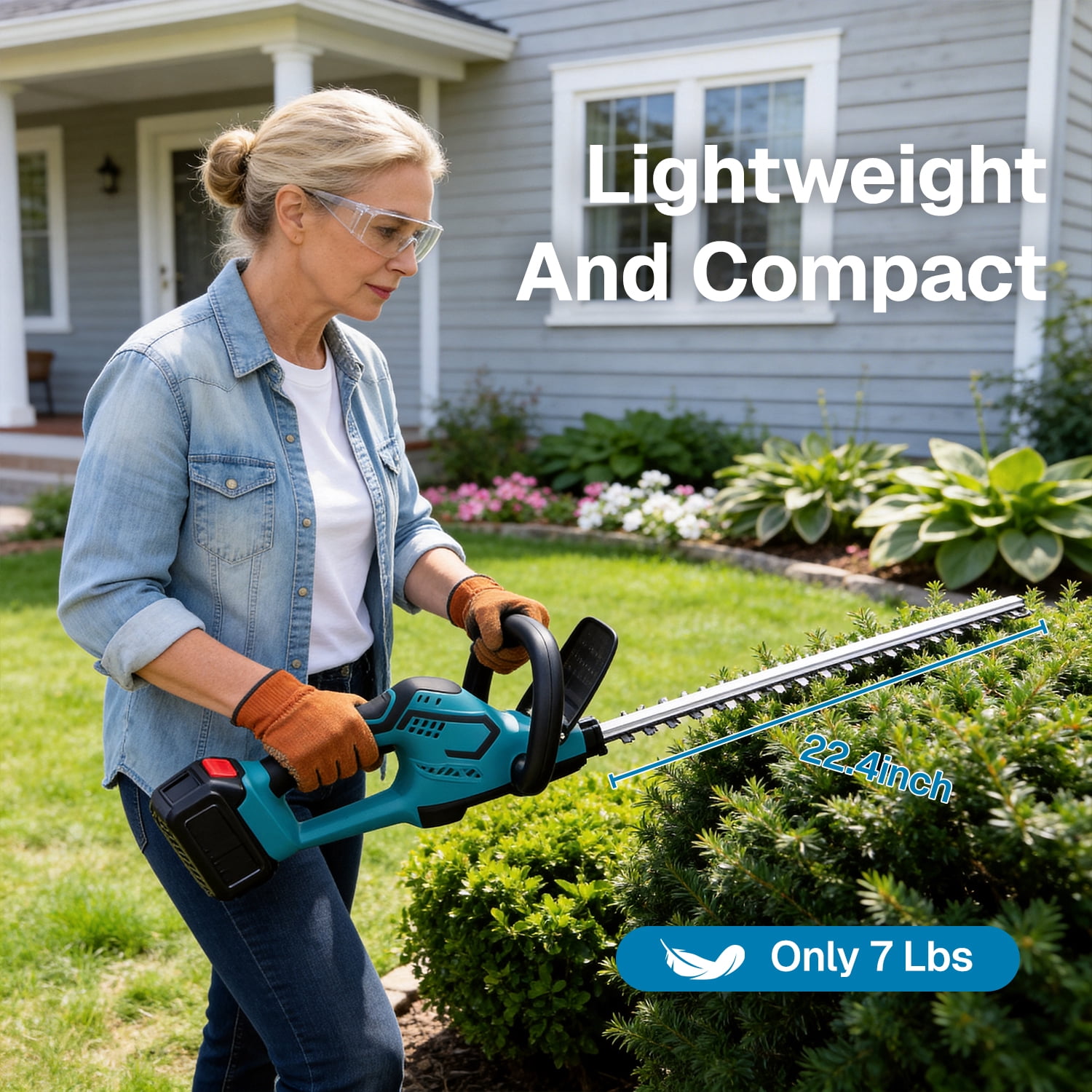 BN-LINK 22” Cordless Hedge Trimmer, Bush Trimmer with Battery and Fast Charger, Electric Hedge Trimmer for Bush,Tree, Garden
