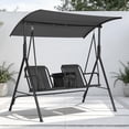 thumbnail image 4 of Columpio de jardín para 2 personas - Estructura de acero duradera - Toldo ajustable - Portavasos, mesa giratoria y bolsa térmica - Ideal para patio, balcón o piscina - Color negro, 4 of 8