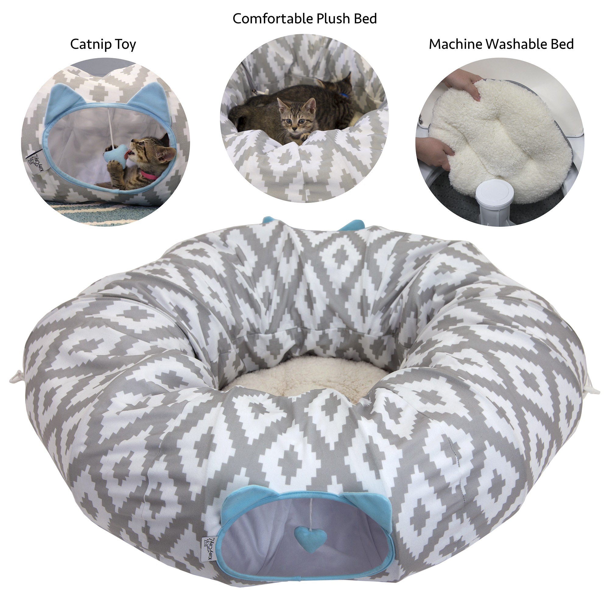 Kitty City Large Cat Tunnel Bed with Toys photo 2