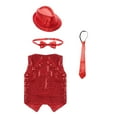 thumbnail image 4 of TiaoBug Unisex Kids Jazz Hip-hop Dance Outfits 4PCS Sequins Jacket Vest with Hat and Bowtie Necktie Red 7-8, 4 of 7