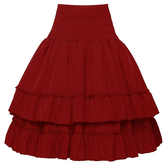 Women's Medieval Gothic Steampunk Victorian Asymmetrical High Low Skirt Pirate Skirt Halloween Costume Red S
