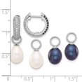 thumbnail image 2 of 925 Sterling Silver Rhodium Plated 7-8mm Fwc Pearl Cubic Zirconia Interchangeable Earrings 26x14.5mm Wide 3.75mm Thick S, 2 of 2