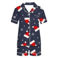 thumbnail image 5 of VBTAPA Women's Christmas Pajamas Sets Cute Xmas Print Button Down Shirts and Shorts 2 Piece Loungewear Set Novelty Holiday Sleepwear Short Sleeve Lounge Pjs Sets Navy S, 5 of 6