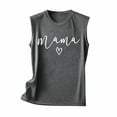 thumbnail image 3 of ICHUANYI Women's Fashion Casual T Shirt Letter Print Sleeveless Blouse Crew Neck Slim Mother's Day Tank Tops Trendy 2024, 3 of 4