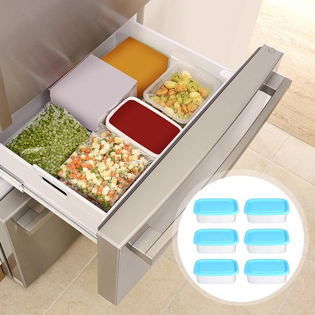 STRANDCHIC 1 Set 6 Pcs Plastic Fruit Saver in Blue for Food Portion Box and Kitchen Containers