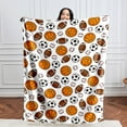 thumbnail image 3 of Sports Balls Blanket for Boys Soft Fleece Baseball Basketball Soccer Blanket for Couch Sofa Bedroom Fuzzy Flannel Blankets Birthday for Kids Boys 60"x80", 3 of 5