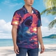 thumbnail image 2 of Lsque Hawaiian Island Beach Shark pattern Hawaiian Shirt for Men, Unisex Summer Beach Casual Short Sleeve Button Down Shirts-X-Large, 2 of 9