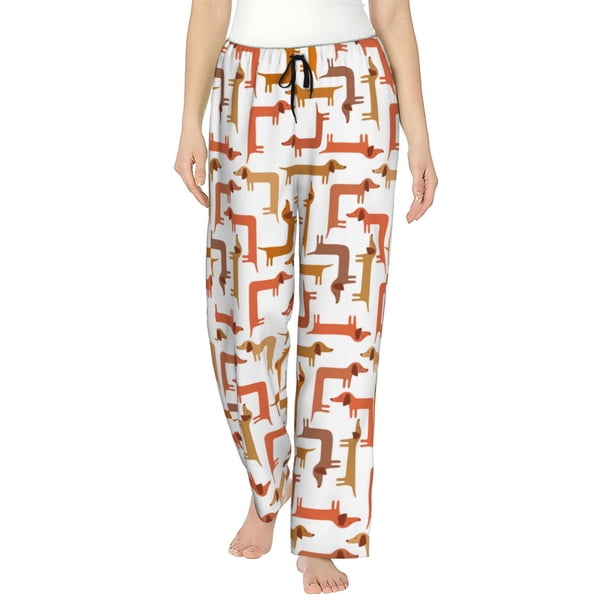 Fotbe Dachshund Dog Pantalones de Pijama para Mujer, Pantalones de Dormir, Pantalones Pj con Cordón y Bolsillos-X-Large