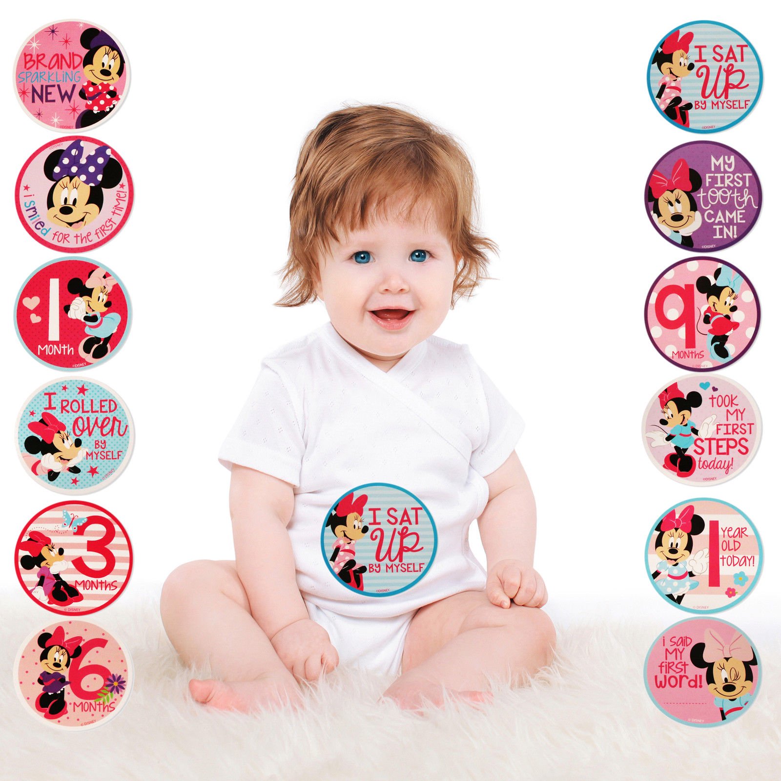 Disney Minnie Mouse Milestone Photo Prop Belly Stickers, Baby Girls, Age 0-12M