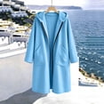 thumbnail image 6 of Womens Jackets Long Length Hooded Long Sleeve Pocket Zip-up Jacket, 6 of 6