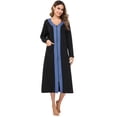 thumbnail image 3 of Aibrou Women Nightgown Long Loose Zipper Front Housecoat Sleepwear Houedress with Pockets Long Sleeve，Mulit-color, 3 of 8