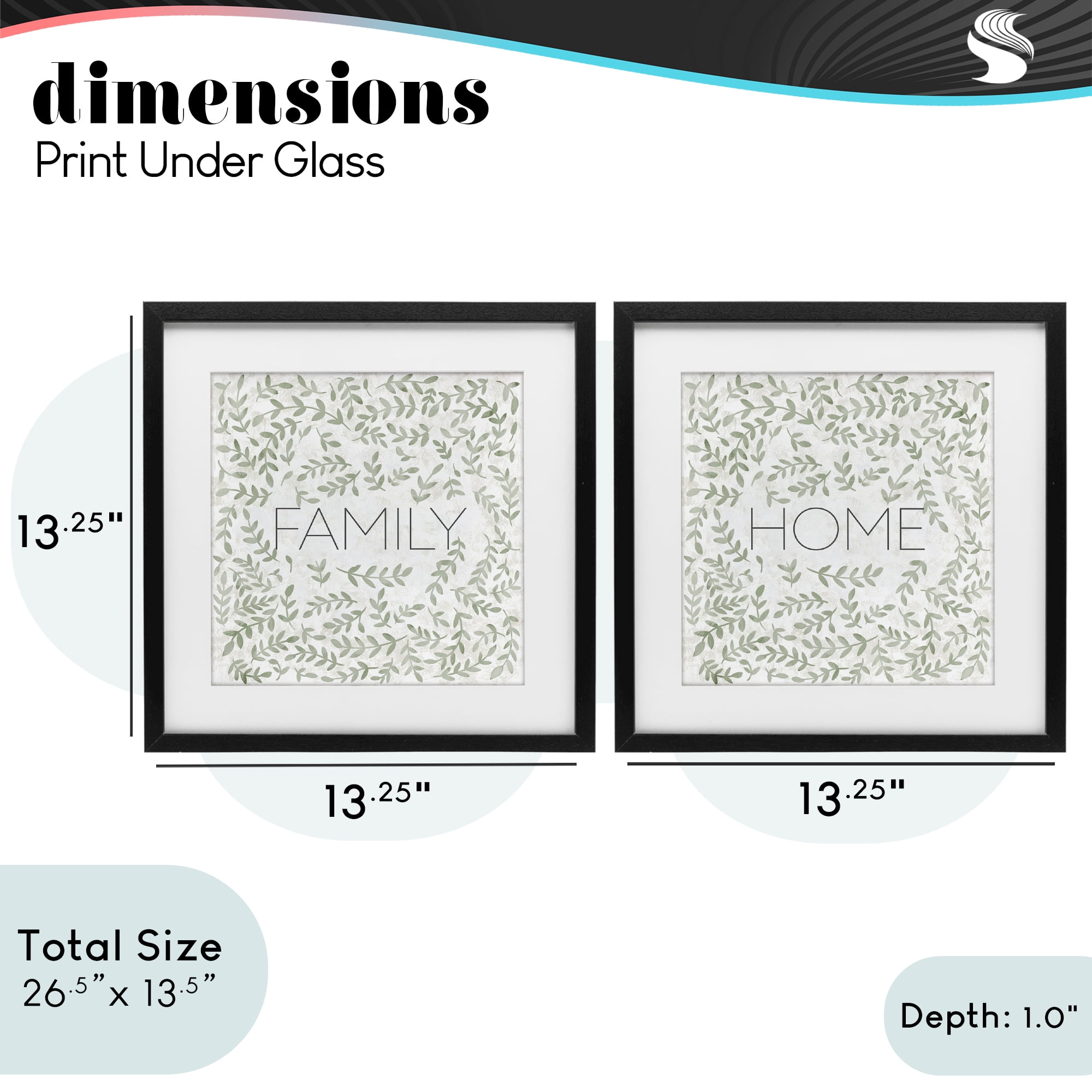 Stupell Industries Curved Ivy Sprigs Phrases 2 Piece Black Framed Print Under Glass Set, design by SD Graphics Studio