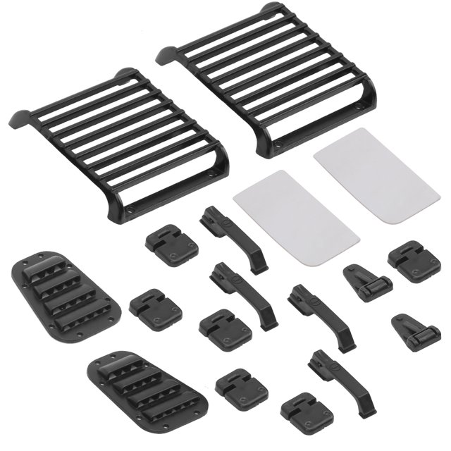 HURRISE Intake Grille,Hood Hinge,Front Lamp Guard Intake Grille Door Engine Cover Hinge Decor Fit for TRX4 Defender 1/10 RC Crawler Car