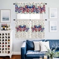 thumbnail image 2 of Independence Day Butterfly Kitchen Curtains Valances and Tiers Set of 3 Country American Flag Butterfly Star Leaf Linen Tier Curtains and Valance with Rod Pocket for Small Windows, 27.5"x36", 2 of 9