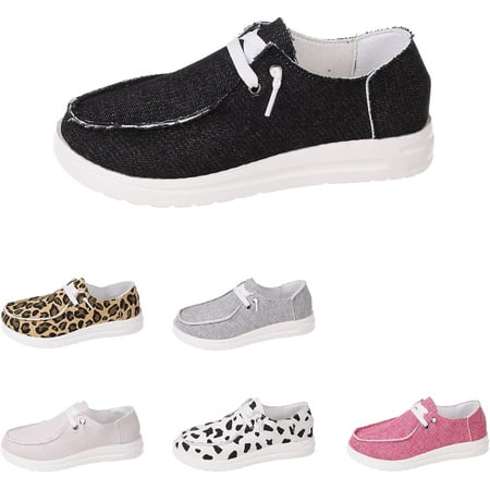 Women s Cow Print Shoes Canvas Lace-Up Moccasin Boat Shoes Loafers Slip On Breathable Lightweight Comfortable Sneakers