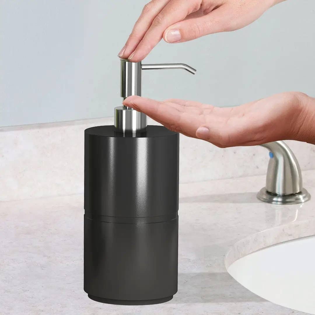 Liquid Soap Dispenser Pump Bottle | Bathroom Vanity & Kitchen Sink,Holds Soap,Lotion & Sanitizer | Black/Resin