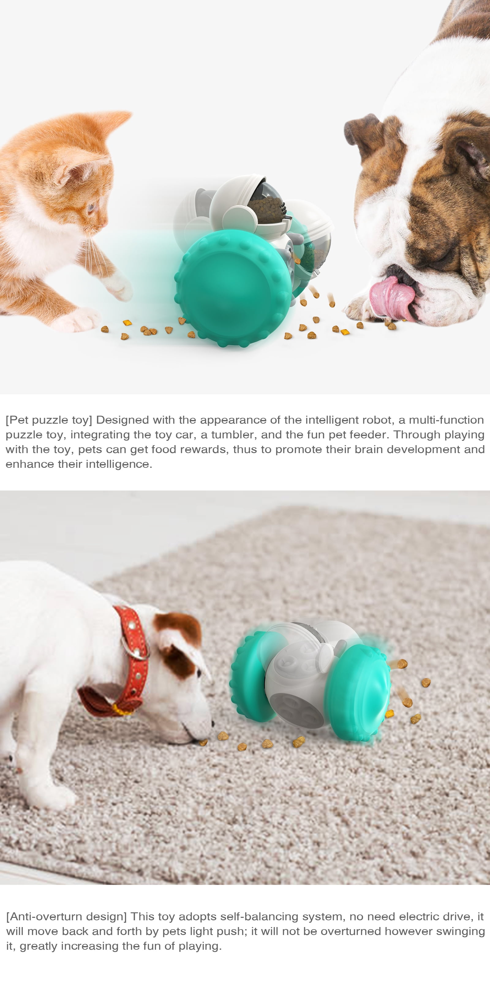 Pet Zone IQ Treat Ball Dog Treat Dispenser Interactive Dog Toy - 3 - for  Dogs and Cats - Adjustable Difficult Dog Ball for Treats