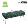 thumbnail image 2 of Magshion Rectangular Tufted Velvet Marbling Pattern Ottoman, Entryway Microfiber Shoe Stool, Bedroom End of Bed Bench, Home Footrest Footstool, Green/Gold, 2 of 8