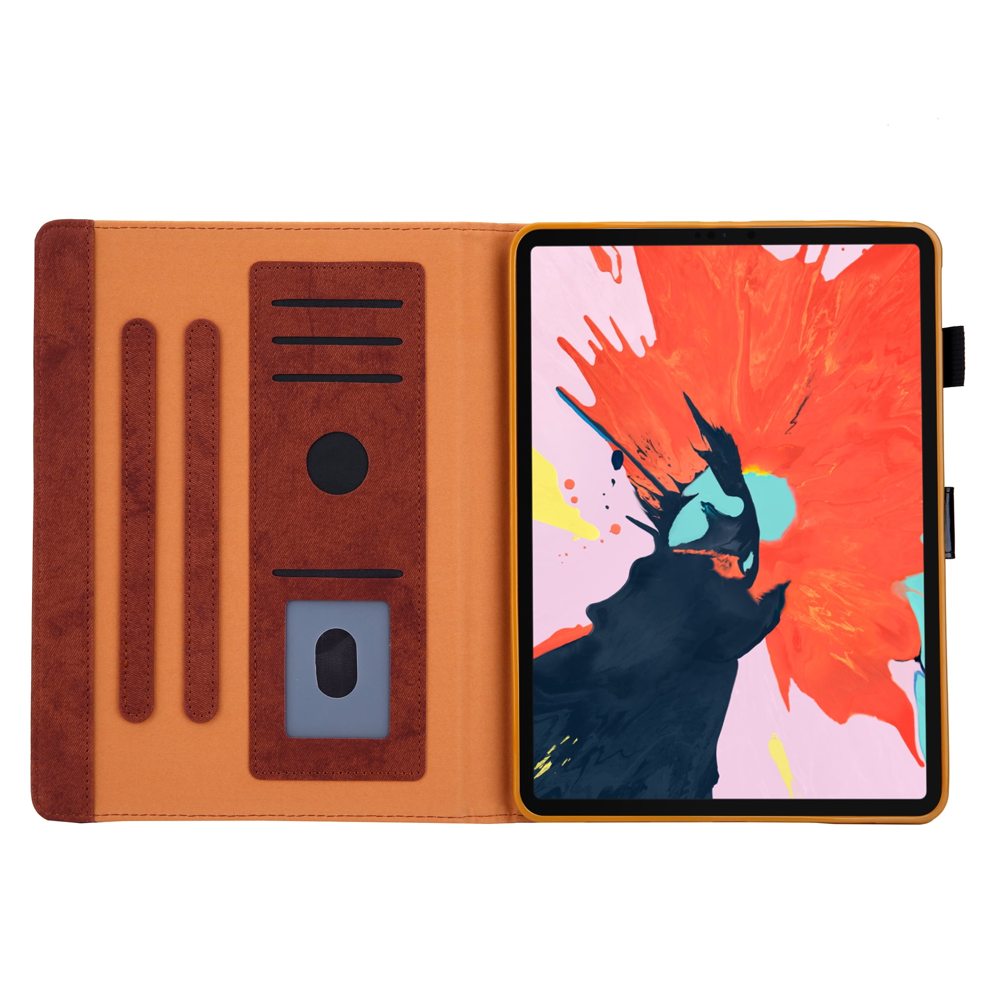 for iPad 10th Gen 10.9" (2022) Case, Retro Card Slot Cover with Pencil Holder, Multi-Angle Viewing Stand, Pocket Design, Folio Leather Case for Apple iPad 10th Gen 10.9" - Brown