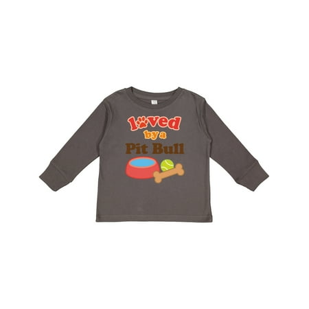 

Inktastic Pit Bull Loved by a (Dog Breed) Gift Toddler Boy or Toddler Girl Long Sleeve T-Shirt