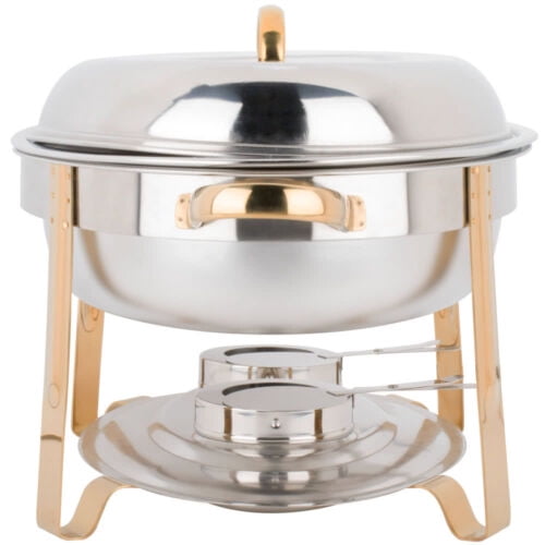 5 PACK Deluxe 6 Qt Gold Stainless Steel Oval Chafer Chafing Dish Set Full Size 