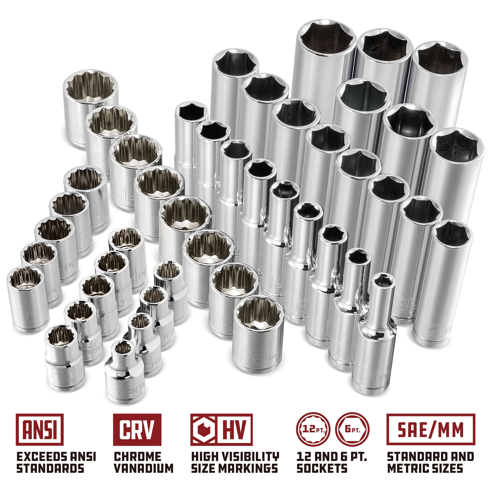 Powerbuilt 47 Piece 3/8 Inch Drive SAE & Metric Mechanic's Tool Set - 642451