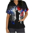 thumbnail image 3 of Gamivast Scrubs for Women Patriotic Star Print V-Neck Short Sleeve Nursing Scrubs with Pockets Quick Dry Moisture Wicking Scrub Tops Nursing Uniform, 3 of 5
