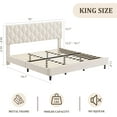 thumbnail image 3 of King Bed Frame with Upholstered Headboard, Heavy-Duty Platform Bed Frame with Strong Wood Slats, No Box Spring Needed/Noise Free/Easy Assembly, Ivory White, 3 of 9
