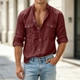 thumbnail image 5 of HAOTAGS Men’s Long Sleeve Button-Down Shirt with Turn-Down Collar Casual Blouse Tops with Chest Pockets Wine Size XL, 5 of 9