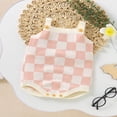 thumbnail image 3 of OUSITAID Infant Baby Girl Knitted Jumpsuit Casual Summer Checkerboard Print Sleeveless Rompers, 3 of 7