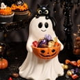 thumbnail image 4 of Halloween Ghost Figurine With Pumpkin Candy Bowl, Ghost Decor with Black Cat on Head, Spooky Cute Halloween Decor, Indoor Outdoor Decorative Ghost for Treats and Decor, A, 4 of 7