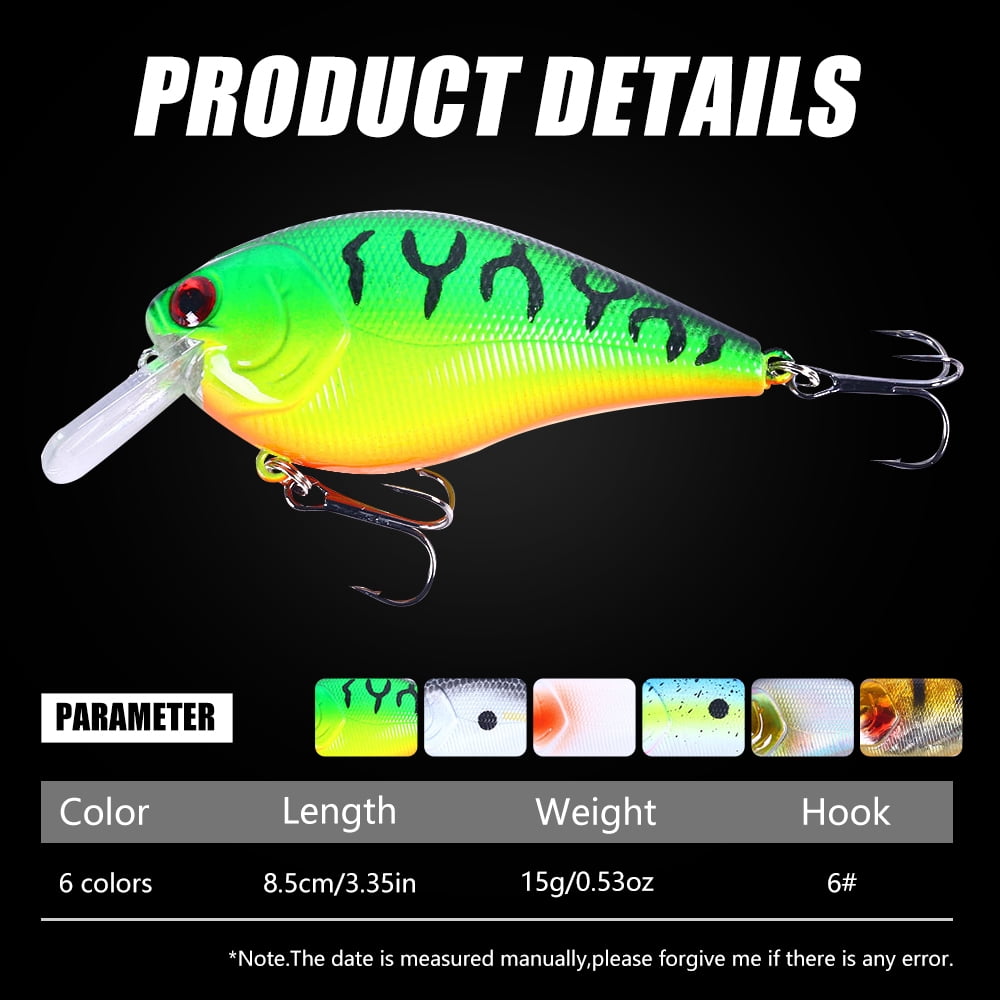 HENGJIA Bass Crankbaits, Crankbait for Bass Fishing, 3.35inches Shallow Diving Crank Bait Plopper Fishing Lure, Square Bill Crank bait Fishing Lures for Freshwater/Saltwater Trout Bass
