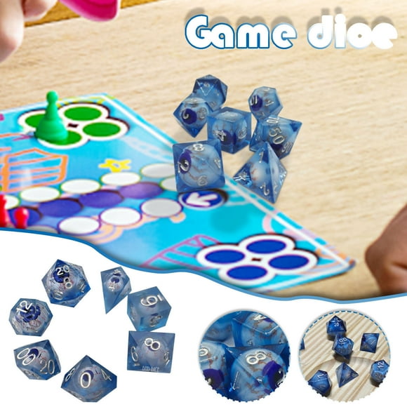 Xihbxyly Hallazgos de Ganga Juego de 7 Dados de Múltiples Caras y Formas Multicolor Transparentes con Grano de Perla para Juegos de Rol