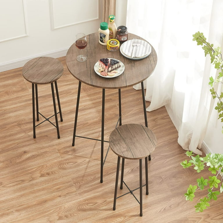 Small Bar Table and Chairs Round Bistro Sets with 2 barstools 3