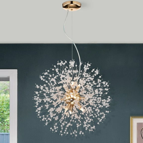 Warehouse of Tiffany PD010/9GD Rylee 19.6 in. 9-Light Indoor Gold Finish Chandelier with Light Kit