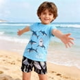 thumbnail image 4 of JAJAHO Boys 2 Piece Swimsuits Cute Print Short Sleeve Top And Swim Shorts Summer Beach Outfit For Kids 3-7 Years Stylish Swimwear, 4 of 5
