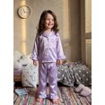 thumbnail image 5 of Cjfdfy Toddler Baby Girl Satin Pajamas Set Solid Color Ruffled Trim Button Down Long Sleeve Tops And Pants Little Baby Cute Soft Satin Loungewear 1-6Y, 5 of 9