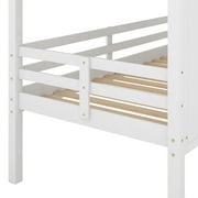 Euroco Wood Twin Size House Bed with Ladder for Kids Teens, Low Loft Bed, White