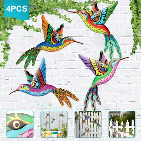 

4x Metal Hummingbird Sculpture Hanging Wall Art Decor for Yard Garden Home Decor