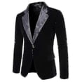 thumbnail image 2 of Men's Velvet Blazer Slim Fit Solid Tuxedo Jacket Business Casual Blazer 26s, 2 of 5