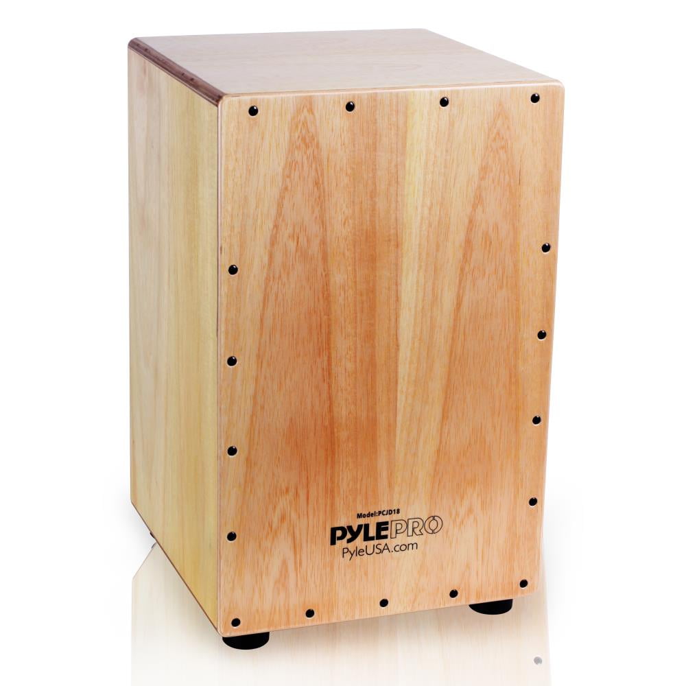 Pyle Full Size Stringed Acoustic Cajon Percussion Wooden Hand Drum