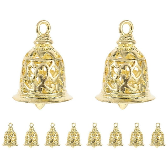 10pcs Decorative Brass Bells DIY Clothing Bag Accessories Brass Bell Pendant Hollowed-out Bell Pendants Bag Pendant Golden Size 2