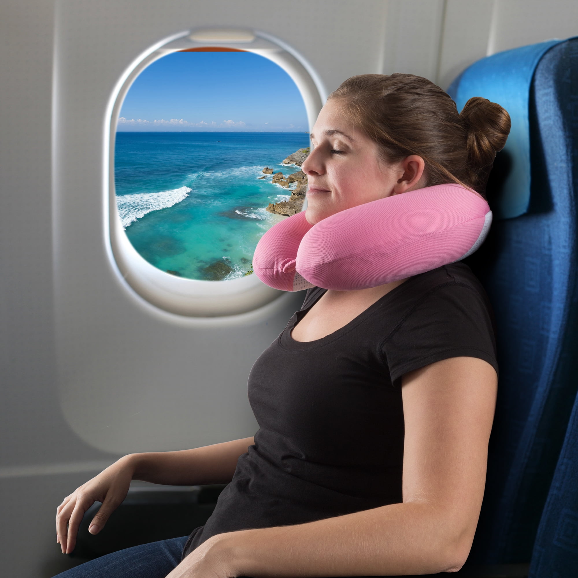 Memory Foam Travel Pillow With Gel That Cools for Head/Neck Support