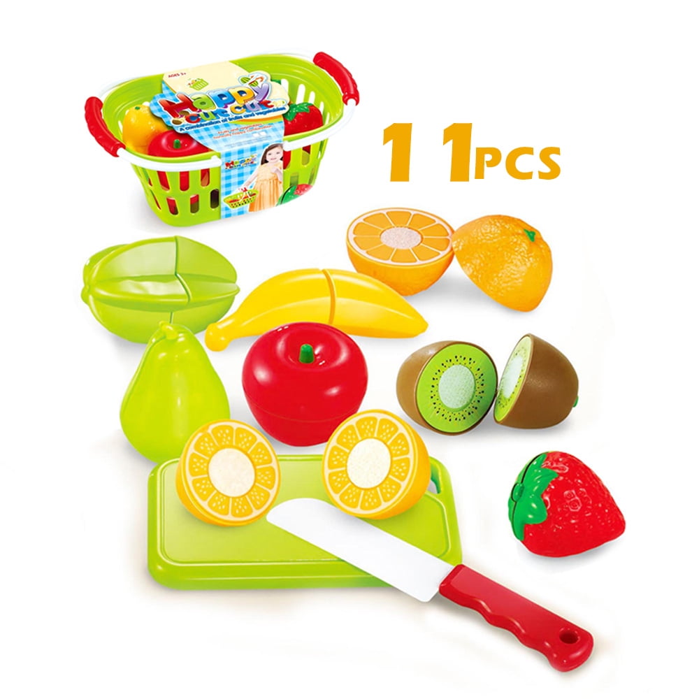 10Pcs Plastic Kitchen Cutting~Toy Birthday Cake Pretend Play Food Set KidsB_ms 