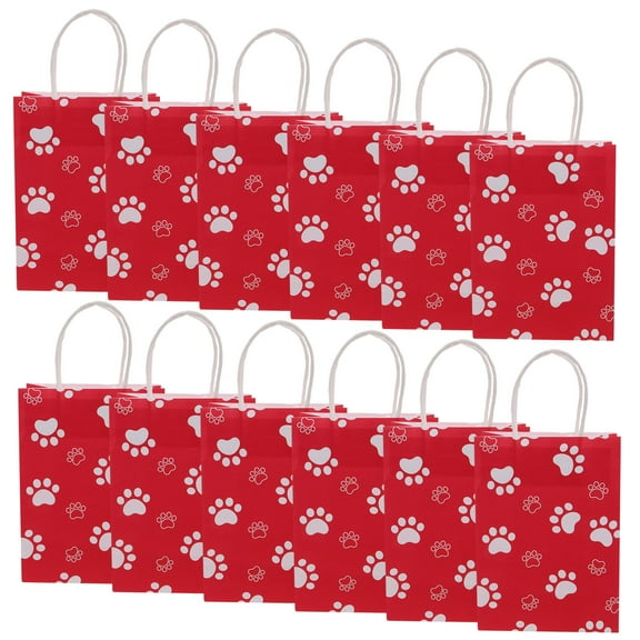 Masteelf 12Pcs Handheld Dog Paw Gift Bags Delicate Dog Paw Themed Gift Bag Gift Wrapping Paper Bags Tote Bags